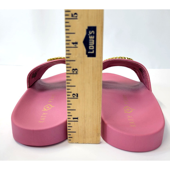 Katy Perry Pool Slide Shell Shoes Womens Size 7M Dark Pink Gold Seashell Sandals - Picture 10 of 12